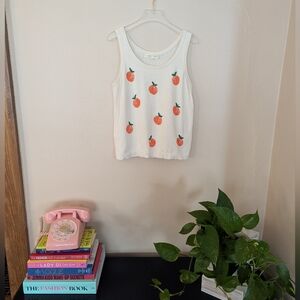 White Tank Top with Orange Fruit Design